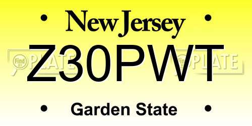 Z30PWT New Jersey License Plate