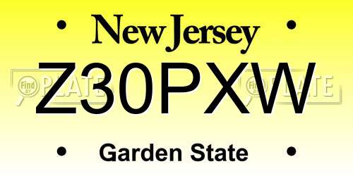 Z30PXW New Jersey License Plate