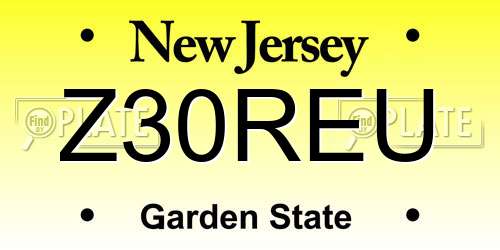 Z30REU New Jersey License Plate