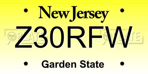 Z30RFW New Jersey License Plate