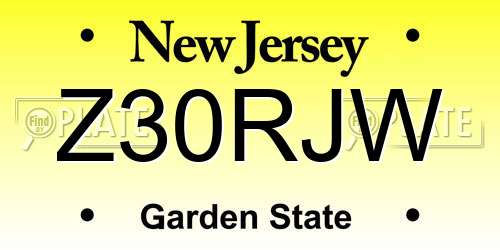 Z30RJW New Jersey License Plate