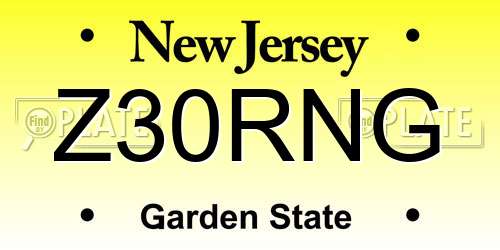 Z30RNG New Jersey License Plate