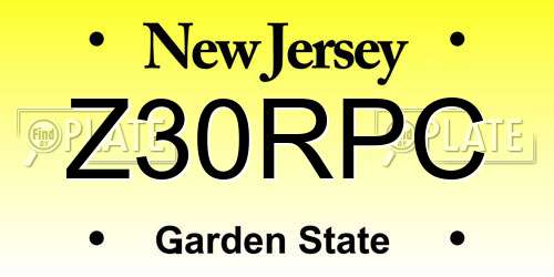 Z30RPC New Jersey License Plate