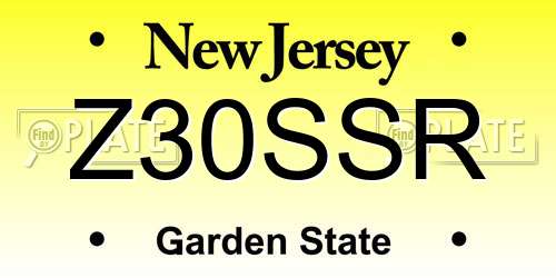 Z30SSR New Jersey License Plate