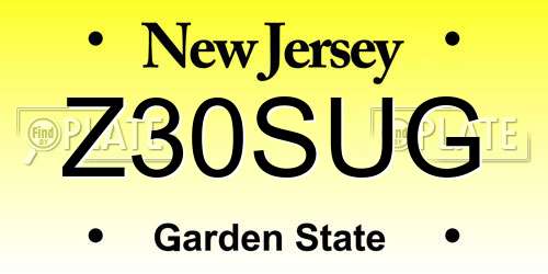 Z30SUG New Jersey License Plate