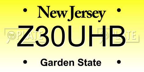 Z30UHB New Jersey License Plate