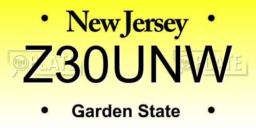 Z30UNW New Jersey License Plate