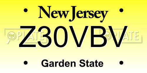 Z30VBV New Jersey License Plate