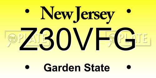 Z30VFG New Jersey License Plate