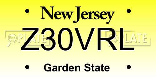 Z30VRL New Jersey License Plate