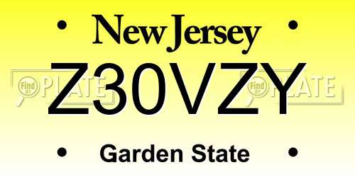 Z30VZY New Jersey License Plate