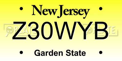 Z30WYB New Jersey License Plate