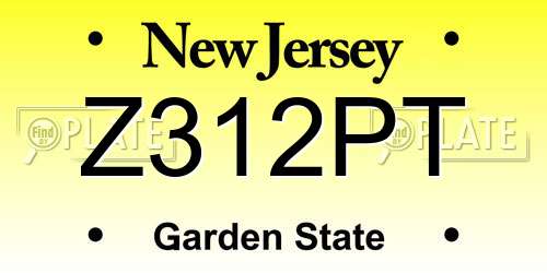 Z312PT New Jersey License Plate