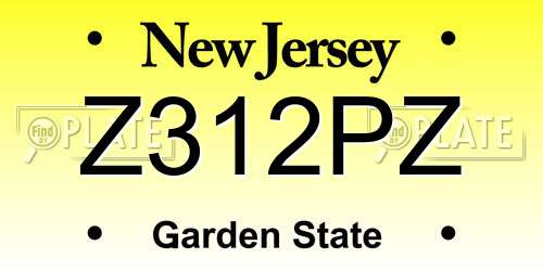 Z312PZ New Jersey License Plate