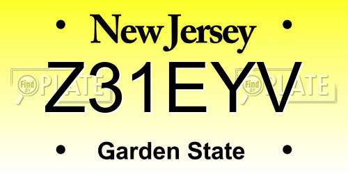 Z31EYV New Jersey License Plate