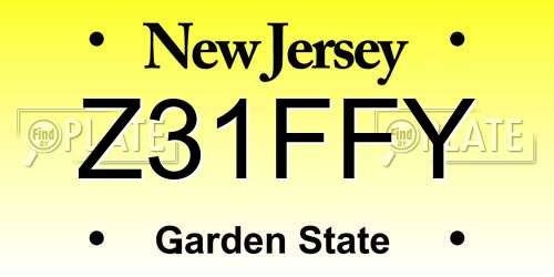 Z31FFY New Jersey License Plate