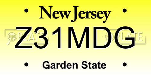 Z31MDG New Jersey License Plate