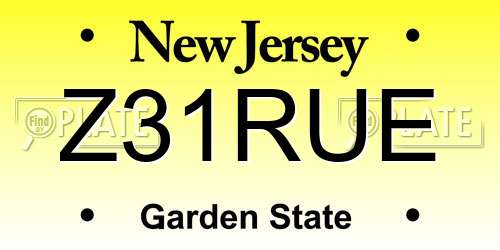Z31RUE New Jersey License Plate