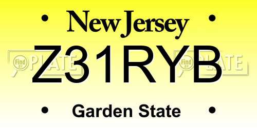 Z31RYB New Jersey License Plate