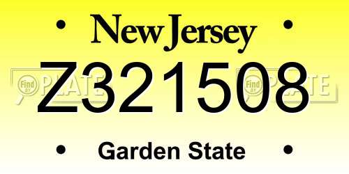 Z321508 New Jersey License Plate