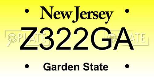 Z322GA New Jersey License Plate