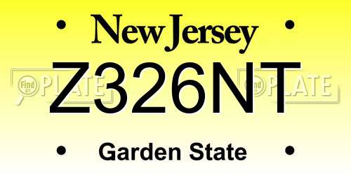 Z326NT New Jersey License Plate
