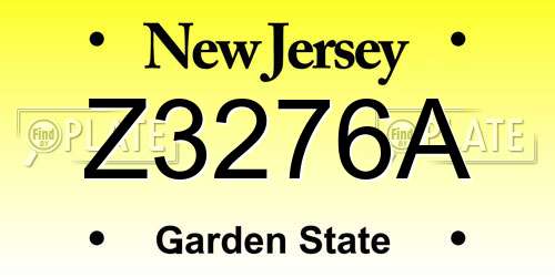 Z3276A New Jersey License Plate