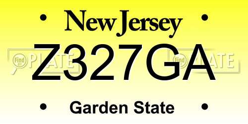 Z327GA New Jersey License Plate