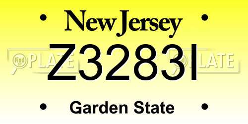 Z3283I New Jersey License Plate
