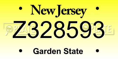 Z328593 New Jersey License Plate