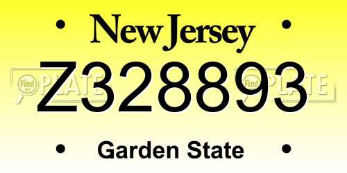 Z328893 New Jersey License Plate