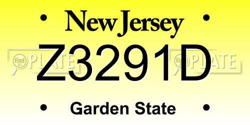 Z3291D New Jersey License Plate