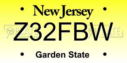 Z32FBW New Jersey License Plate
