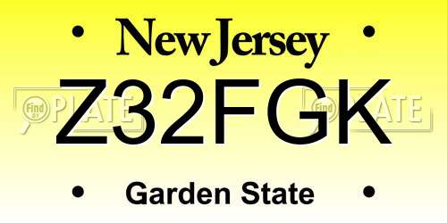 Z32FGK New Jersey License Plate