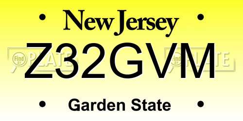 Z32GVM New Jersey License Plate