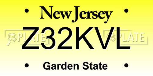 Z32KVL New Jersey License Plate