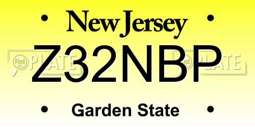 Z32NBP New Jersey License Plate