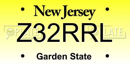 Z32RRL New Jersey License Plate