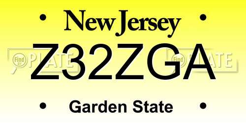 Z32ZGA New Jersey License Plate