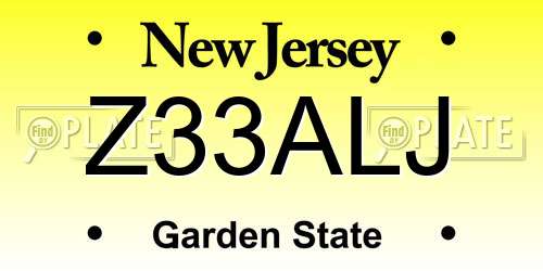 Z33ALJ New Jersey License Plate