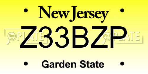 Z33BZP New Jersey License Plate