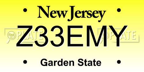 Z33EMY New Jersey License Plate