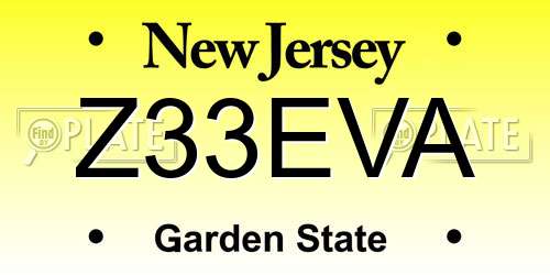 Z33EVA New Jersey License Plate