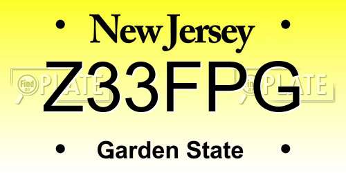 Z33FPG New Jersey License Plate