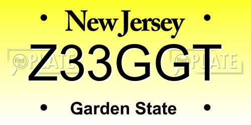 Z33GGT New Jersey License Plate