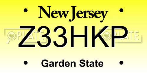 Z33HKP New Jersey License Plate