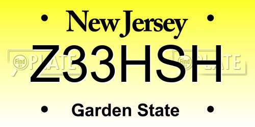 Z33HSH New Jersey License Plate