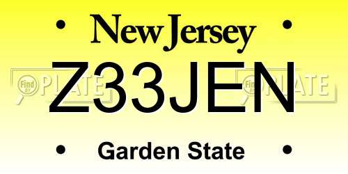 Z33JEN New Jersey License Plate