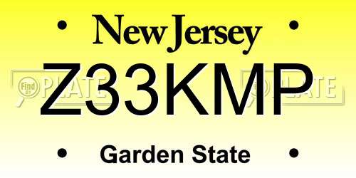 Z33KMP New Jersey License Plate