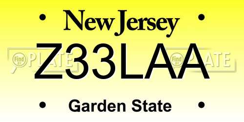 Z33LAA New Jersey License Plate